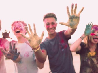 Covid-19 2 teens playing with paint